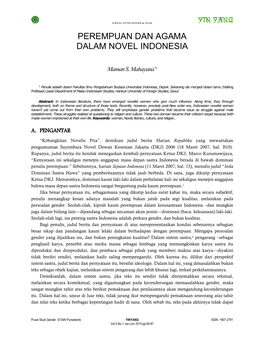 Perempuan Dan Agama Dalam Novel Indonesia