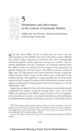 Privatization and Labor Issues in the Context of Economic Reform