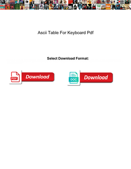 Ascii Table for Keyboard Pdf