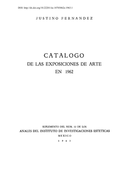 Catalogo De Las Exposiciones De Arte En 1962