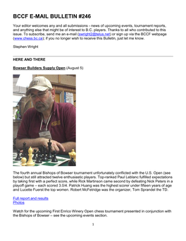 Bccf E-Mail Bulletin #246