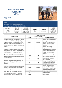 HEALTH SECTOR BULLETIN Libya