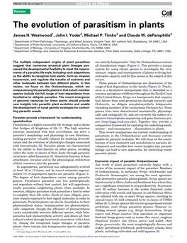 The Evolution of Parasitism in Plants