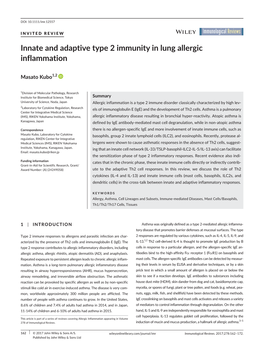 Innate and Adaptive Type 2 Immunity in Lung Allergic Inflammation