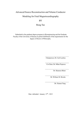 Advanced Source Reconstruction and Volume Conductor Modeling for Fetal Magnetocardiography by Rong Tao