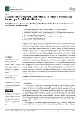 Assessment of Lacrimal Duct Patency in Patients Undergoing Endoscopic Medial Maxillectomy