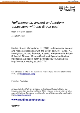 Hellenomania: Ancient and Modern Obsessions with the Greek Past