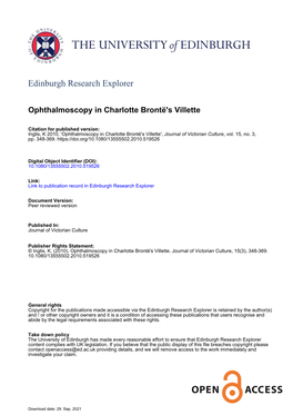 Ophthalmoscopy in Charlotte Brontë's Villette