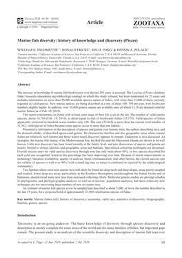 Zootaxa, Marine Fish Diversity