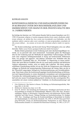 Konfessionalisierung Und Sozialdisziplinierung in Kurmainz Unter Den Reichserzkanzlern Und Erzbischöfen Von Mainz in Der Zweiten Hälfte Des 16