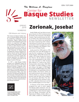 Basque Studies Newsletter ISSN: 1537-2464 the William A