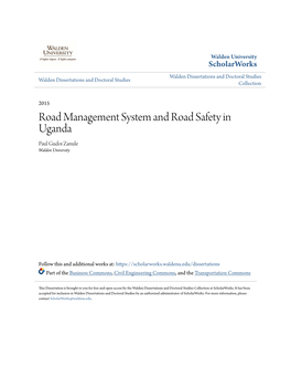 Road Management System and Road Safety in Uganda Paul Gudoi Zanule Walden University