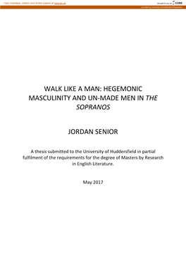 Hegemonic Masculinity and Un-Made Men in the Sopranos Jordan Senior
