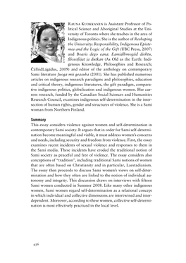 Violence Against Women, Indigenous Self-Determination and Autonomy in Sami Society Violence Against Women, Indigenous Self-Determination and Autonomy in Sami Society