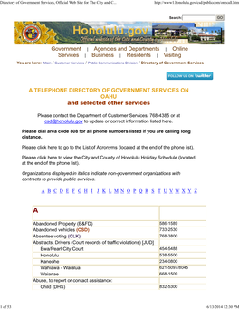 Directory of Government Services, Official Web Site for the City and C