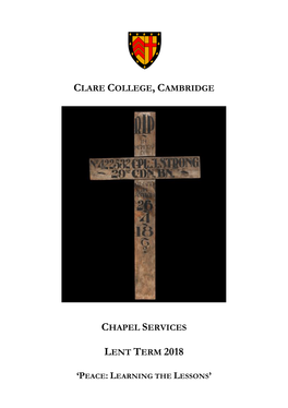 Clare College, Cambridge Chapel Services Lent Term 2018