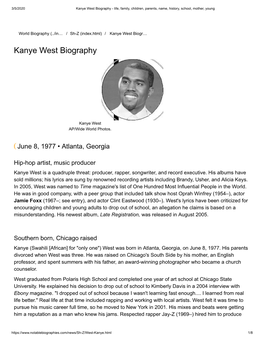 Kanye West Biography - Life, Family, Children, Parents, Name, History, School, Mother, Young