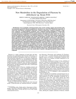 New Metabolites in the Degradation of Fluorene by Arthrobacter Sp