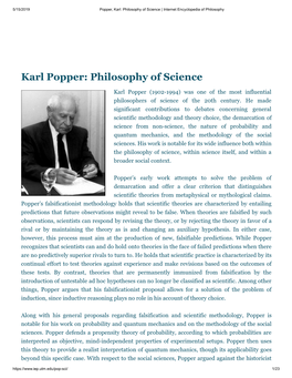 Karl Popper: Philosophy of Science