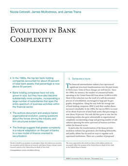 Evolution in Bank Complexity