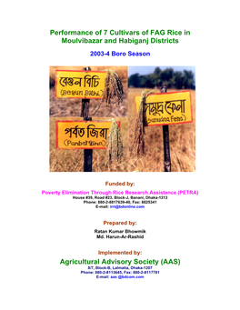 Performance of 7 Cultivars of FAG Rice in Moulvibazar and Habiganj Districts
