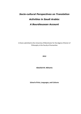 Socio-Cultural Perspectives on Translation Activities in Saudi Arabia