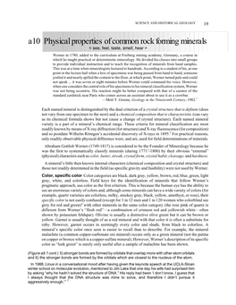 A10 Physical Properties of Common Rock Forming Minerals