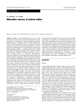 Alternative Sources of Natural Rubber