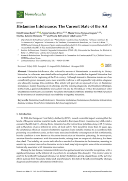 Histamine Intolerance: the Current State of the Art