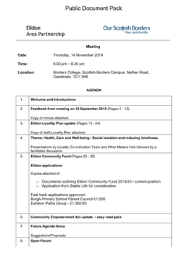 (Public Pack)Agenda Document for Eildon Area Partnership, 14/11