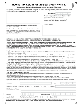 Income Tax Return for the Year 2020