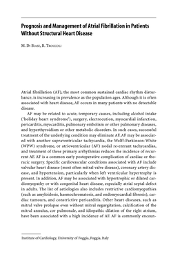 Prognosis and Management of Atrial Fibrillation in Patients Without Structural Heart Disease