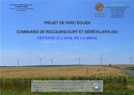 Projet De Parc Éolien Communes De Rocquencourt Et Sérévillers (60)