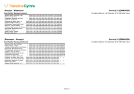 PTI Cymru A4 Landscape Timetable