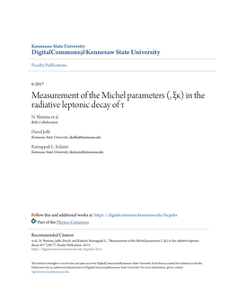 Measurement of the Michel Parameters (, Ξκ) in the Radiative Leptonic Decay of Τ N