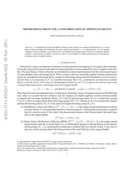 Grothendieck Groups and a Categorification of Additive Invariants 3