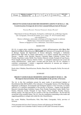 Contributo Allo Studio Della Desertificazione in Sicilia Su Base Climatica