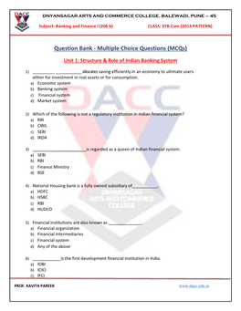 Question Bank - Multiple Choice Questions (Mcqs)