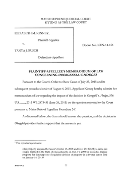 Plaintiff-Appellee's Memorandum of Law Concerning Obergefell V. Hodges