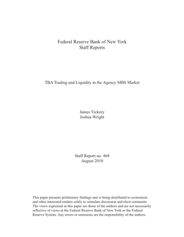 TBA Trading and Liquidity in the Agency MBS Market