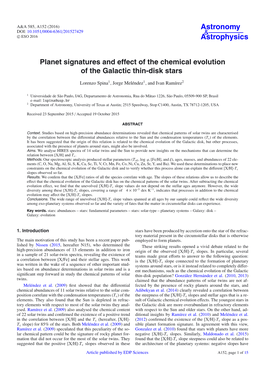Planet Signatures and Effect of the Chemical Evolution of the Galactic Thin-Disk Stars