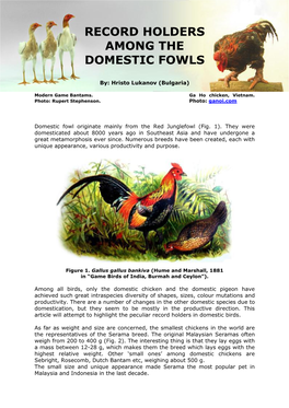 Record Holders Among the Domestic Fowls