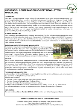 Luddenden Conservation Society Newsletter March 2019