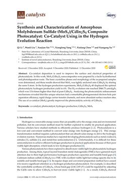 (Mosx)/Cdin2s4 Composite Photocatalyst: Co-Catalyst Using in the Hydrogen Evolution Reaction