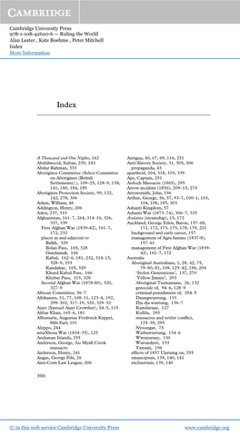 Cambridge University Press 978-1-108-42620-6 — Ruling the World Alan Lester , Kate Boehme , Peter Mitchell Index More Information