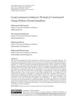 The Study of Constitutional Changes Without a Formal Amendment