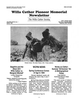 Willa Cather Pioneer Memorial Newsletter