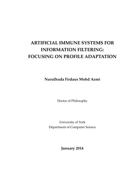 Artificial Immune Systems for Information Filtering: Focusing on Profile Adaptation