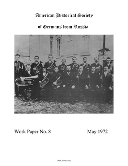American Historical Society of Germans from Russia Work Paper