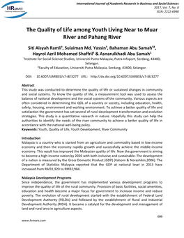 The Quality of Life Among Youth Living Near to Muar River and Pahang River